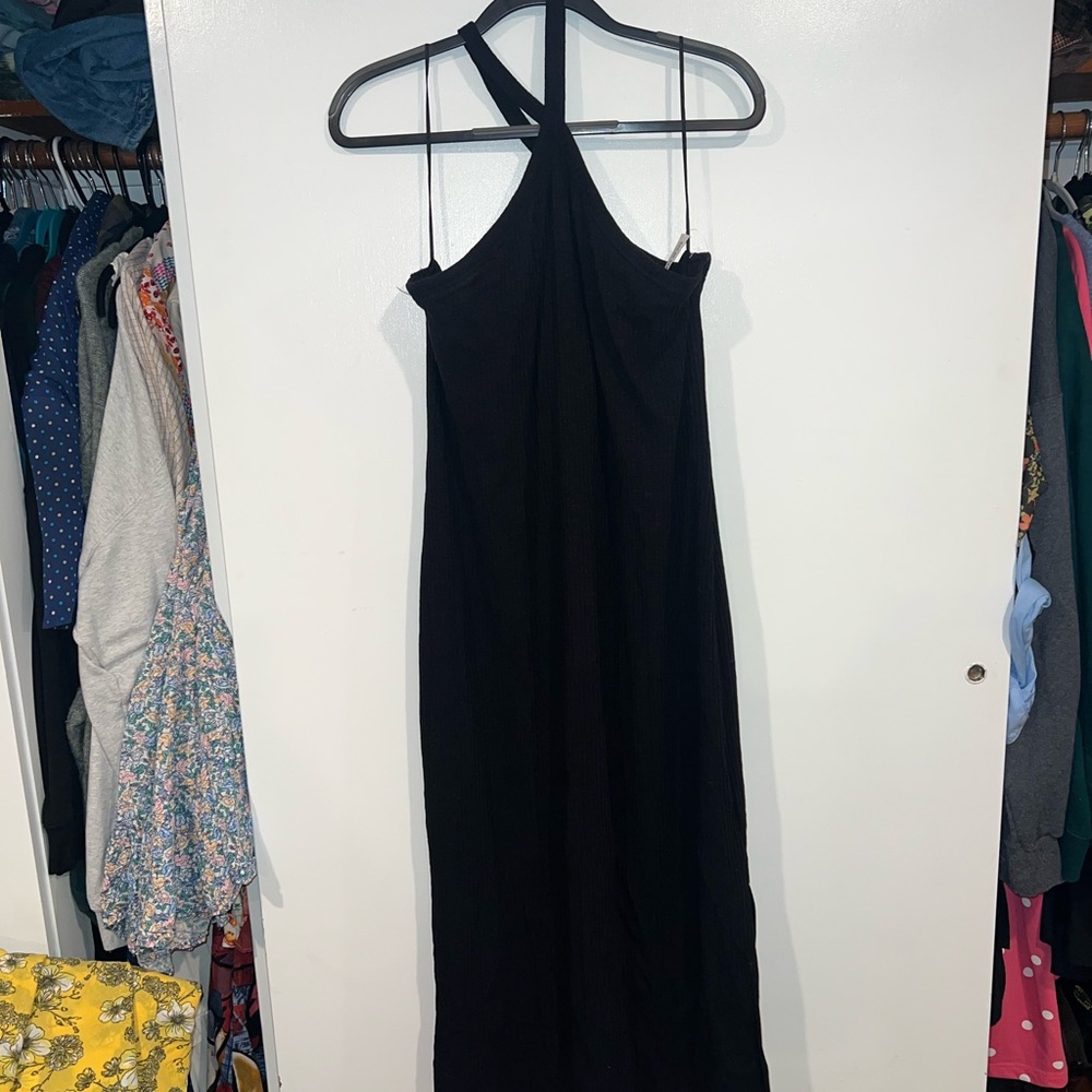 Old Navy Black Ribbed Halter Dress